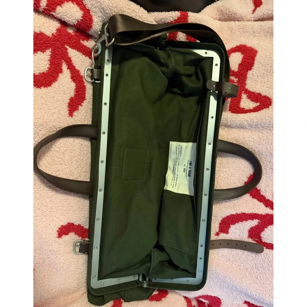 Line of Trade No. 0312 Olive Green Canvas Weekender Travel Bag Leather Trim
